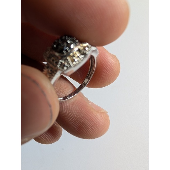 Vintage Sterling Silver 925 Black & Clear CZ Square‎ Ring - Picture 8 of 8